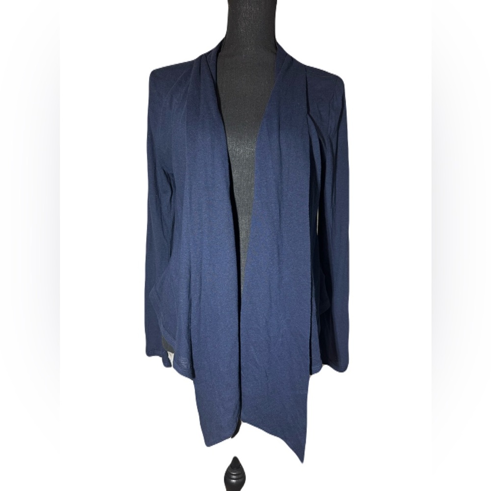 Open Front Navy Blue Relaxed Fit Knitwear Cardigan